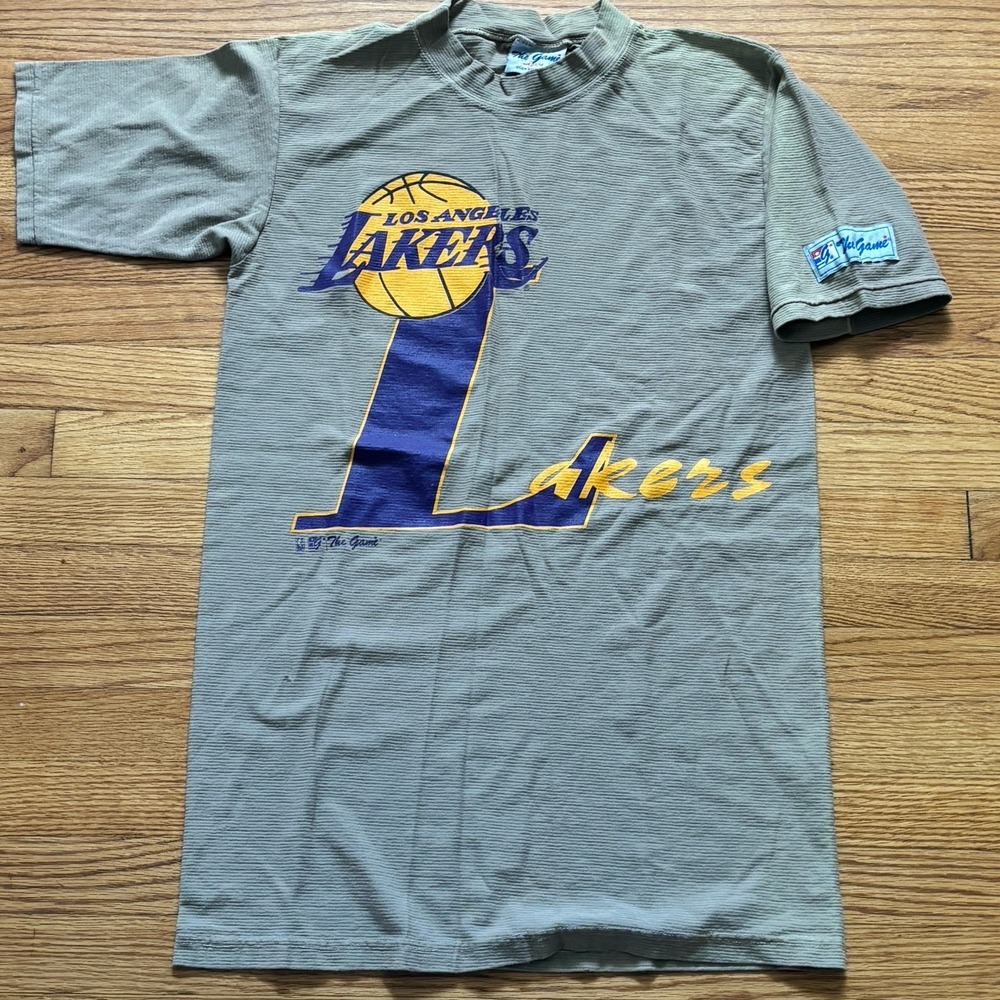 Vintage Los Angeles Lakers Shirt Mens NBA Basketball The Game 90s Ribbed Texture